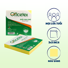 Giấy nhớ Officetex 3x3 OT21-003 màu vàng Kích thước 76x76mm