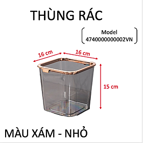 Thùng rác chất liệu nhựa cứng trong suốt PET - Chịu lực chịu nhiệt tốt - Thiết kế trong suốt - Trang trí ngôi nhà trở nhà tinh tế - Màu xám - Nhỏ - Lớn