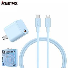 Bộ Sạc Nhanh Remax RP-U7 PD QC 20W Kèm Cáp sạc cho Iphone , Ipad , màu Xanh - Hàng Chính Hãng