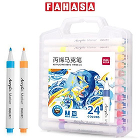 Hộp 24 Bút Lông Màu Acrylic Markers - Deli HM108-24