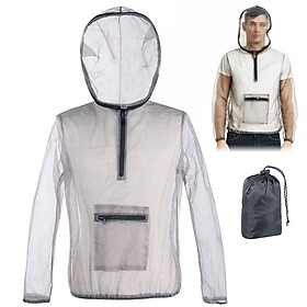 Outdoor Ultralight Mesh Hooded Bug Jacket Anti-mosquito See Through Protective Mesh Shirt Insect Shield for Camping