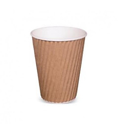 Item R604S0015 - Ly giấy lượn sóng 2 lớp màu nâu dùng cho đồ uống nóng 8oz/240ml - Detpak RIBBED HOTCUP BROWN - 8oz