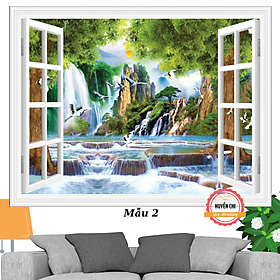 Tranh dán tường 3d Cửa sổ nhìn ra ngoài phong cảnh thiên nhiên-tranh 3d phòng khách, phòng ngủ-Huyền Chi-Đặt theo kích thước yêu cầu