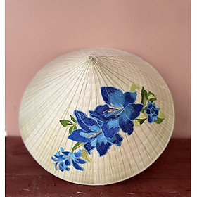Nón lá hoa lan màu xanh dương