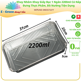 Mua Combo 100-200 Khay Nhôm  Khay Giấy Bạc 1 Ngăn 2200ml Có Nắp  Đựng Thực Phẩm  Đồ Nướng Tiện Lợi - Egreen dùng 1 lần