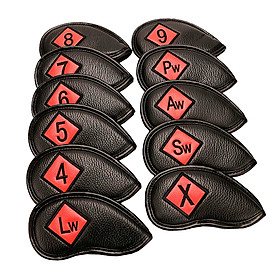 Golf Iron Headcover Club Head Cover Protection Sticker Closure Black+Red