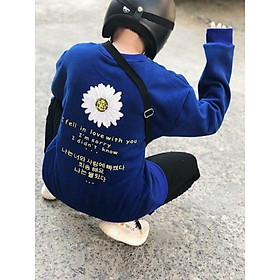 Áo thun tay dài nam nữ form rộng , áo hoodie áo sweater nữ in hoa cúc vải nỉ