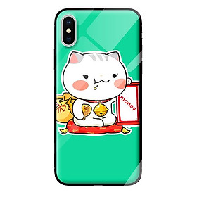 Ốp kính cường lực cho iPhone X mẫu mèo 84 - Hàng chính hãng