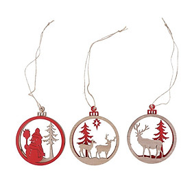 3 Pieces Christmas Wooden Pendants  Tree Hanging Tags Ornaments Decor