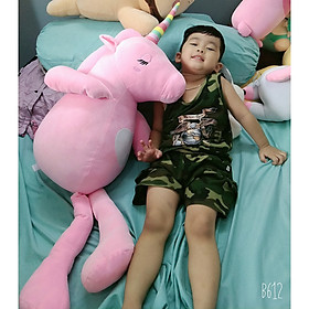 Thú nhồi bông/ Gấu Bông Ngựa Một Sừng Unicorn ngồi 1 mét (Tặng kèm móc khóa da bò thật màu ngẫu nhiên) BA00187