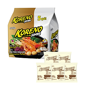 Lốc Mì vị Lẩu Thái chua cay Koreno Jumbo 100G x 5 Gói