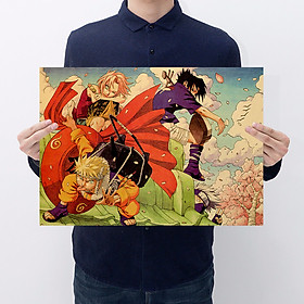 Tranh poster treo tường, tấm áp phích Thầy Kakashi,Sakura,Naruto,Sasuke [B005]