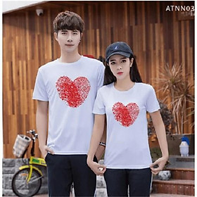 Áo đôi hình trái tim vân tay đỏ - mặc là yêu