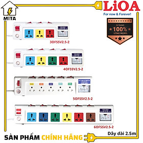 Mua Ổ cắm điện công suất lớn LiOA có đồng hồ Vol - 3 lỗ  4 lỗ  5 lỗ  6 lỗ dây dài 2.5m 2 lõi