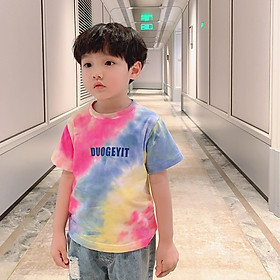 Thời trang bé trai_3 mẫu áo thun bé trai cộc tay hè 2021 kiểu Hàn màu loang đẹp 10-28kg
