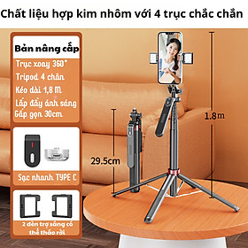 Mua Gậy chụp ảnh 4 chân P185 - Tripod điện thoại livestream  quay phim  chụp ảnh kéo dài 180cm  có remote - Hàng chính hãng