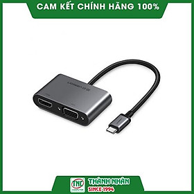 Cáp chuyển USB-C To HDMI và VGA Ugreen 50505-Hàng chính hãng.