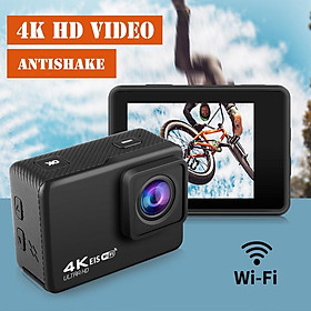 Camera hành động 4K HD WiFi 60fps 170 độ Wideogle EIS dưới nước chống nước chống lắc mũ bảo hiểm Go Sports Pro Vlog Camera Màu sắc: Đen