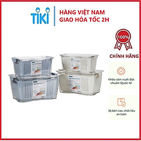 Combo 2 hộp đựng thực phẩm 2 lớp Hokori , Hộp bảo quản thức ăn có lỗ thoát nước Việt Nhật tiện lợi, an toàn - Hàng chính hãng 