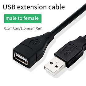 Cáp Nối Dài USB 2.0 Nam Sang Nữ Cáp Truyền Dữ Liệu Máy Tính Chuột Bàn Phím Máy Chiếu Dài 0.5m 1m 1.5m 3m 5m Màu sắc: Đen