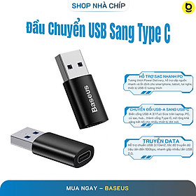 Đầu Chuyển USB Sang Type C tốc độ cao Baseus Ingenuity Series Mini OTG Gen2 (USB-A 3.1 Full Size to Type C, 10Gbps High speed OTG, PD Fast charge Support)- Hàng chính hãng
