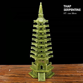 Tháp văn xương 9 tầng đá ngọc Ấn Độ ( đá serpentine ) cầu công danh tài lộc - Cao 38cm