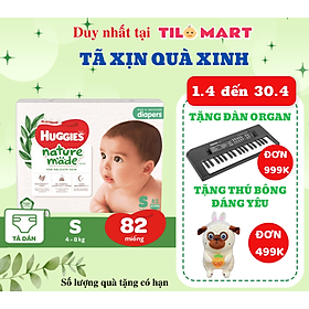 Tã/Bỉm dán siêu cao cấp Huggies Platinum Nature Made size S82 (82 miếng)