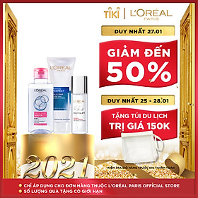Bộ sản phẩm làm sạch và dưỡng da căng mướt L'Oreal Paris