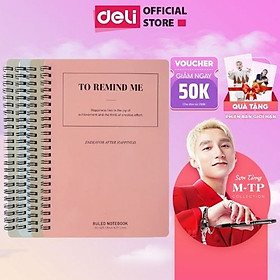 Sổ Tay Ghi Chép Lò Xo Kẻ Ngang A5 Gáy Xoắn 120 Trang Deli - Phù Hợp Làm Sổ Kế Hoach Planner, Viết Nhật Kí, Tập Vở Học Sinh Sổ Tay Văn Phòng - Màu Ngẫu Nhiên - LA560 ELA560 LPA560