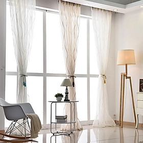 Rèm Vải Voan Họa Tiết Sóng Sọc Nhẹ Nhàng Hiện Đại – Trang Trí Décor Phòng Khách  Từ 1M  - 1.8M (Rèm Vải Voan Loại 1)