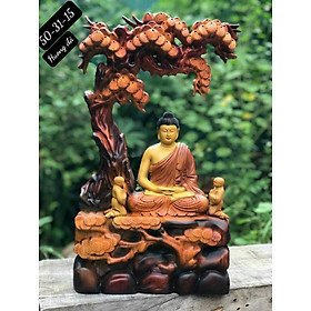 Mua TƯỢNG PHẬT THÍCH CA NGỒI GỐC CÂY TÙNG BẰNG GỖ HƯƠNG ĐÁ TÔ LÀM MẦU GIẢ CỔ KT 50×31×15CM