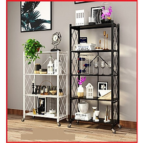 Kệ Để Đồ Trang Trí Gấp Gọn 5 Tầng Thông Minh Có Bánh Xe