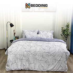Bộ ga giường  KBedding by Everon KMTP 112 Microtencel Xám phối trắng (4 món) - 160x200cm
