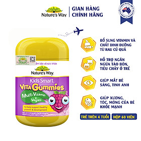 Kẹo Dẻo Vi Chất Vitamin Cho Bé Nature's Way Vita Gummies MultiVitamin+Vegies Bổ Sung Vitamin Và Chất Xơ Cho Bé Hộp 60v