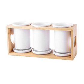Countertop Flatware Organizer with Wood Frame Silverware Caddy , Stand Highly Steady