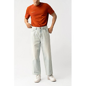 Quần Jean ROUTINE Nam Ống Suông Trơn Form Straight Cropped - 10F23DPA016 | LASTORE MENSWEAR