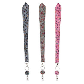 3/pack Floral Fabric Neck Strap Lanyard ID Badge Name Tag Holder Key Chain