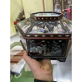 Mua Tráp lục lăng khảm ốc xà cừ bằng gỗ trắc đỏ đen kt mặt rộng 30  cao 18cm