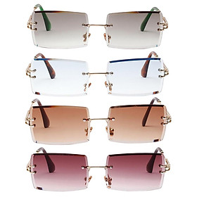 4Pcs Vintage Womens Rimless Sunglasses Retro Designer Tinted Lens UV 400 Eyewear