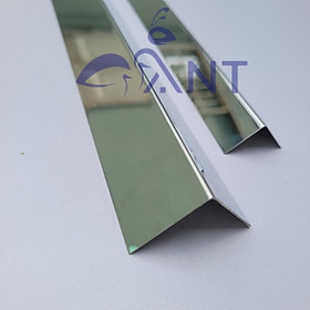 Nẹp Inox chữ V trắng gương đủ kích thước, Nẹp V inox dày 0.4li, 2m44/thanh - V 1,5cm