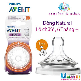 Combo 2 Núm ty Philips Avent Mô Phỏng tự nhiên dùng cho thức ăn đặc 656.23 rãnh chữ Y phù hợp bé từ 6 tháng tuổi