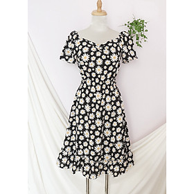 Đầm váy nữ hoa cúc hot trend, dáng xoè, dễ thương, đi làm, dạo phố RD050