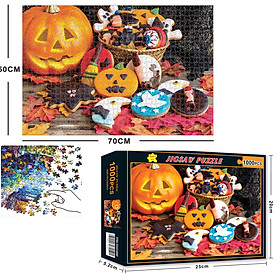 Bộ Tranh Ghép Xếp Hình 1000 Pcs Jigsaw Puzzle (Tranh ghép 70*50cm) Bánh Quy Helloween Bản Thú Vị Cao Cấp