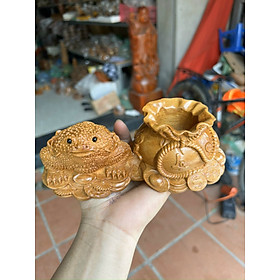 Mua Thiềm thừ trấn hũ vàng bằng gỗ bách xanh thơm nức kt 20×9×7cm