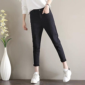QUẦN JEAN NỮ BAGGY ỐNG RỘNG MÀU ĐEN TUYỀN VẢI MỀM KHÔNG CO DÃN
