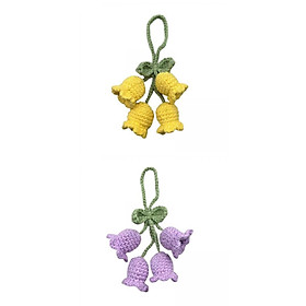 2 Bag Pendants Crocheted Wind Chimes Flower Decorations Pendants for Purse