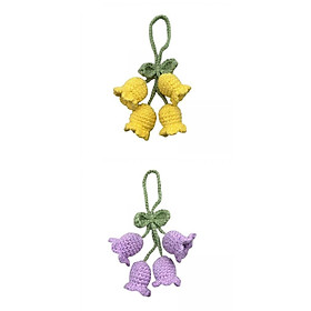 2 Bag Pendants Crocheted Wind Chimes Flower Decorations