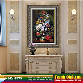 Tranh hoa treo tường phong cách cổ điển Châu âu. Tranh in trên chất liệu vải canvas cao cấp, khung gỗ composit. MS 4575