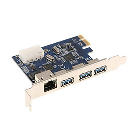Pci-e to 3Port USB3.0 Hub+ Gigabit Ethernet Network Card LAN Adapter