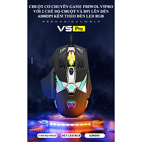 Mua Chuột cơ chuyên game Friwol V5Pro có 2 chế độ chuột với tốc độ chuột lên đến 6200DPI kèm theo đèn led RGB cực đẹp dành cho game thủ - Hàng Chính Hãng